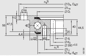 Single-row Four Point Contact Ball Slewing Bearing (Internal gear type)